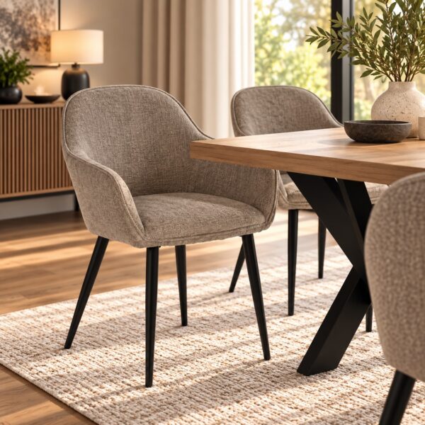Modernne ja elegantne söögitool Calera taupe kangaga