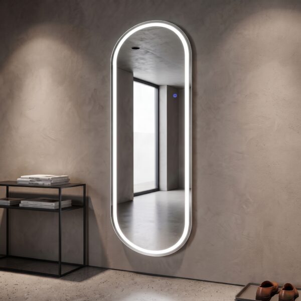Peegel Led Luce ovaalne LED-valgusega peegel seinal