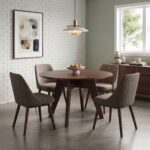 Modernne ümmargune pruun MDF-materjalist söögilaud Dozal Dark läbimõõduga 120 cm
