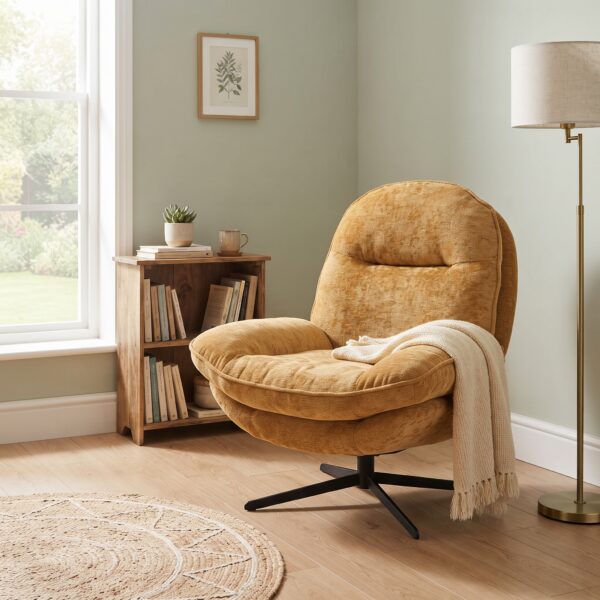 Ookerkollane modernne keerlev tugitool Stelan Ocre