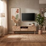 Naturaalsest akaatsiapuidust kaasaegne TV-alus Aris elutoas